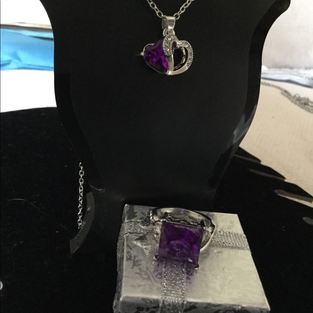 Sterling silver gemstone purple set
